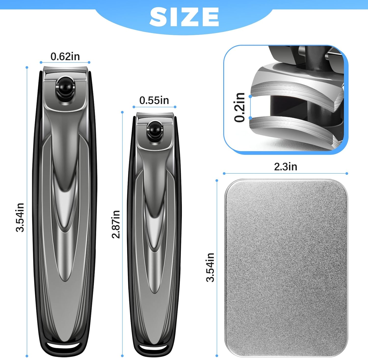 Stainless Steel Nail Clipper Set for Men and Women, 2 Pack with Catcher, Mess-Free - Image 8