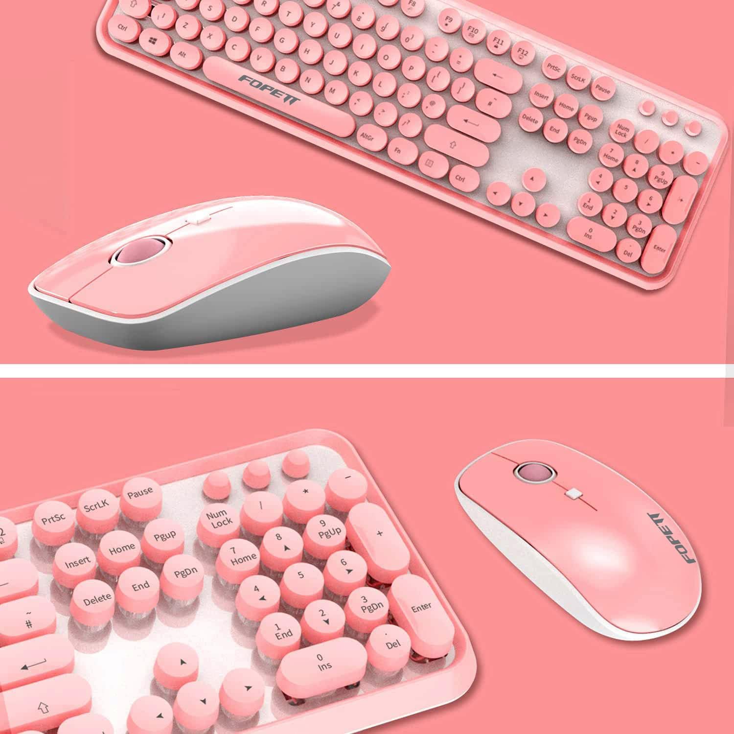FOPETT Keyboard and Mouse Sets Wireless, Reliable 2.4 GHz Connectivity for PC,Laptop,Smart TV and More (Pink) - Image 8