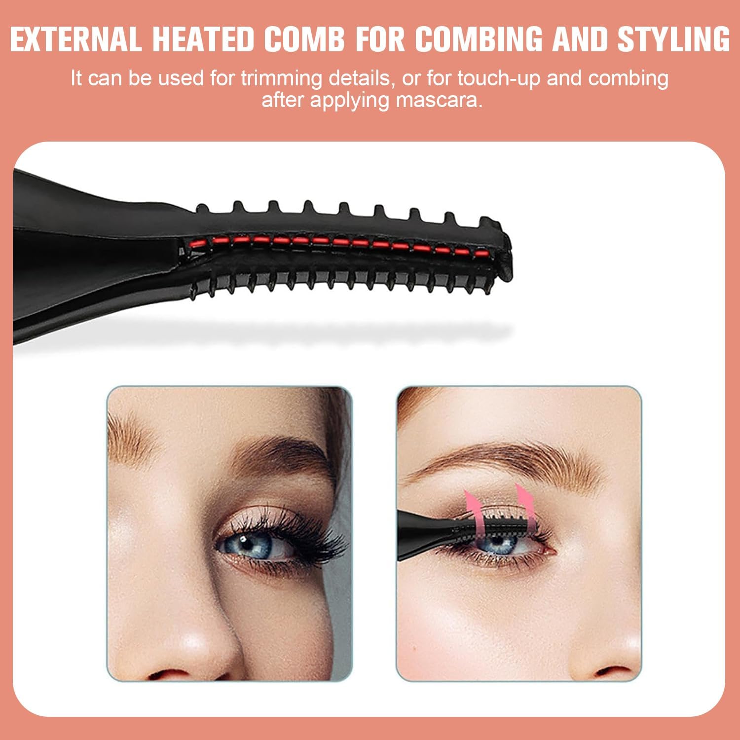 Heated Eyelash Curler, 2 in 1 Clip-Type Design, USB Rechargeable Electric Eyelash Curler, 3 Heat Modes, Natural Curling 24 Hours Long Lasting, Beauty Tools for Women (Black) - Image 5