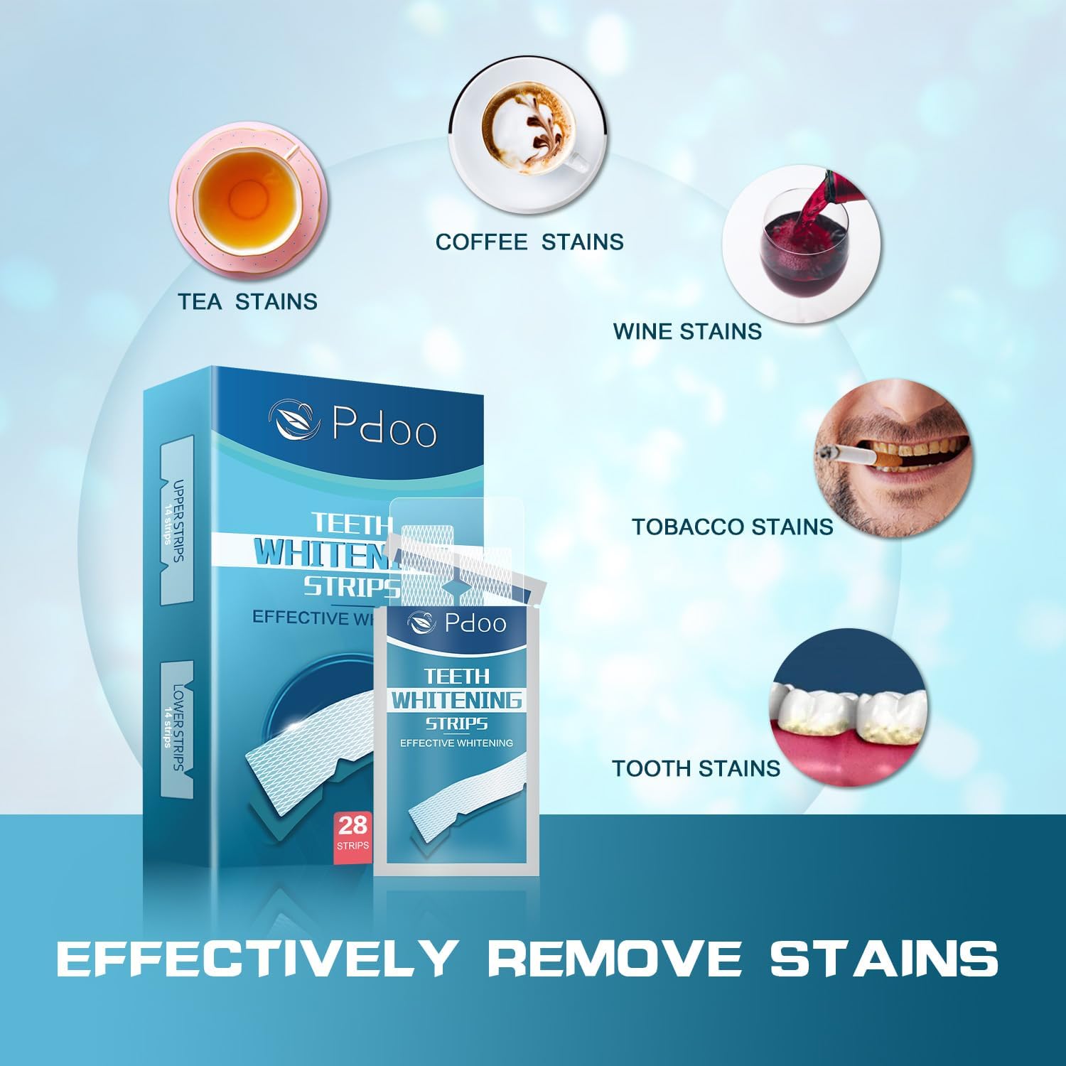 Teeth Whitening Strip 14 Treatments - Whitening Strips for Sensitive People, Fast Remove Smoking, Coffee, Wine Stains, Teeth Brightening Kit Pack of 28 Non-Slip Strips - Image 3