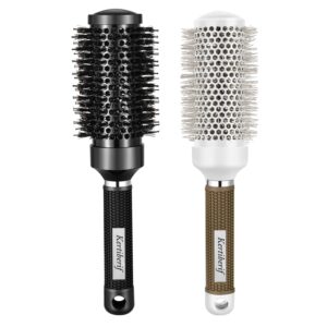 Round Brush for Blow Out, Round Hair Brush Set for Blow Drying, Nano Thermal Ceramic Ionic Tech, with Boar Bristles, for Styling, Curling, Add Volume (2Pack - 2.9/2.5 Inch, Barrel 1.7 Inch)