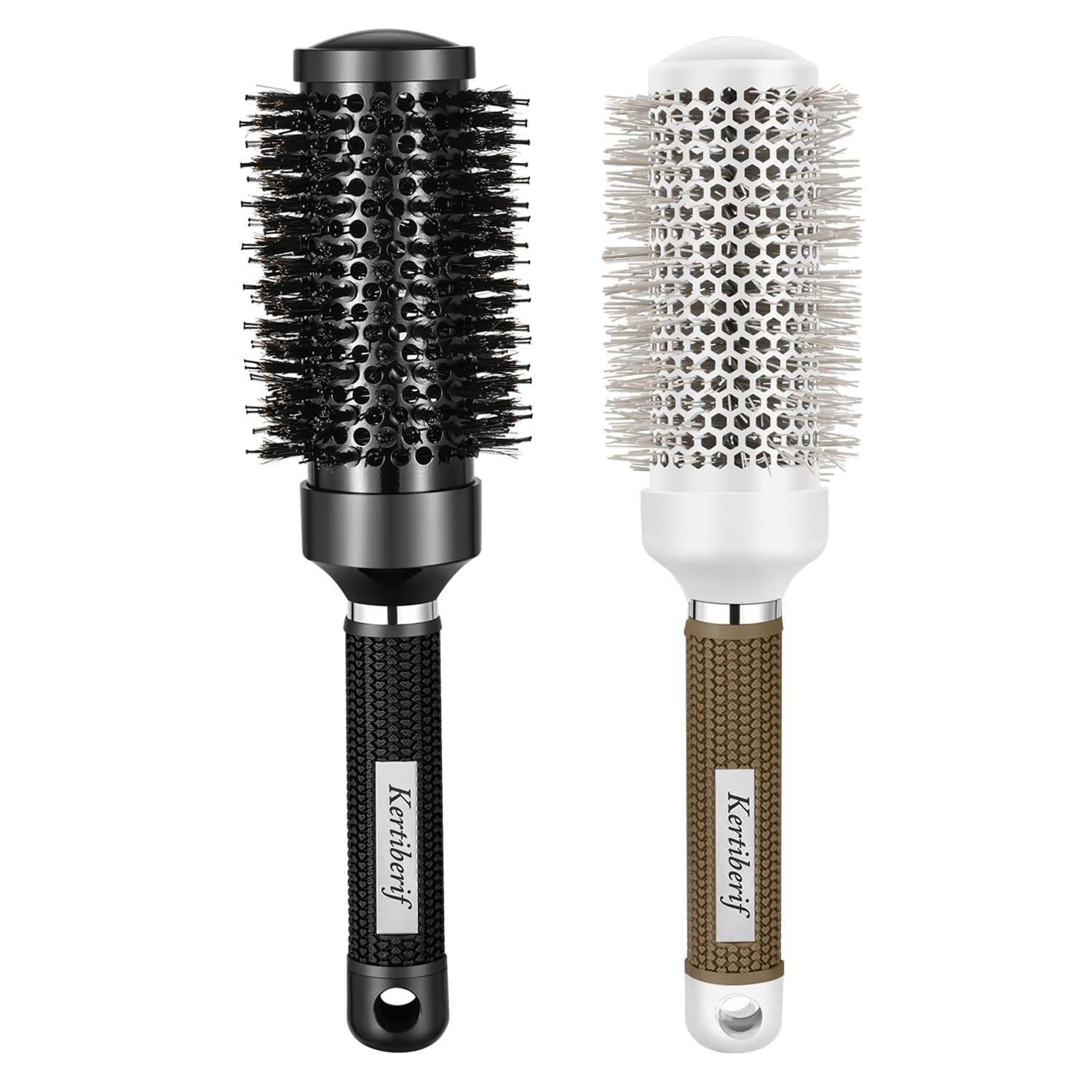 Round Brush for Blow Out, Round Hair Brush Set for Blow Drying, Nano Thermal Ceramic Ionic Tech, with Boar Bristles, for Styling, Curling, Add Volume (2Pack - 2.9/2.5 Inch, Barrel 1.7 Inch)