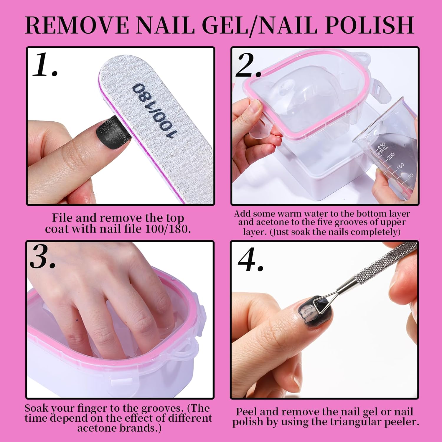 FANDAMEI Gel Nail Polish Remover Kit, Soaking Bowl for Acrylic Nails, Dip Powder Remover Tools, Manicure Bowls, Cuticle Kit - Image 5