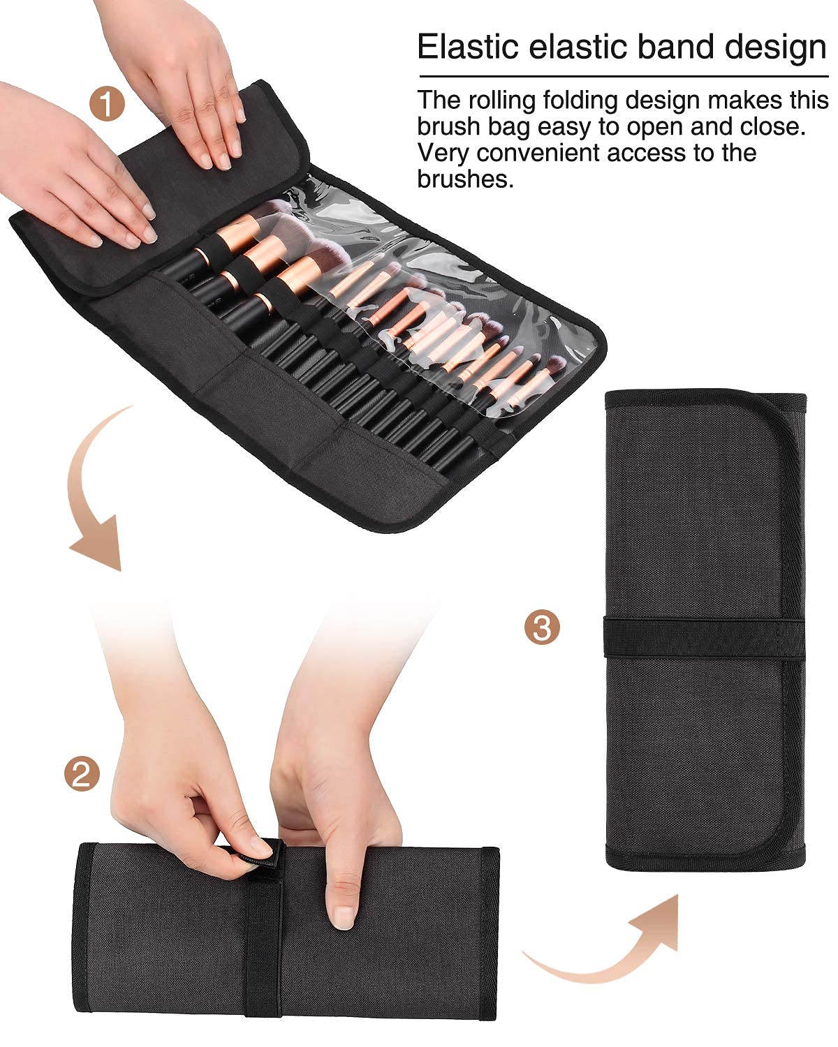 OCHEAL Makeup Brush Holder,Makeup Brush Organizer,Travel Makeup Brushes Bag Cosmetic Bags Pouch for Women Cosmetic Brushes Makeup Artist -Brushes Not included - Image 5