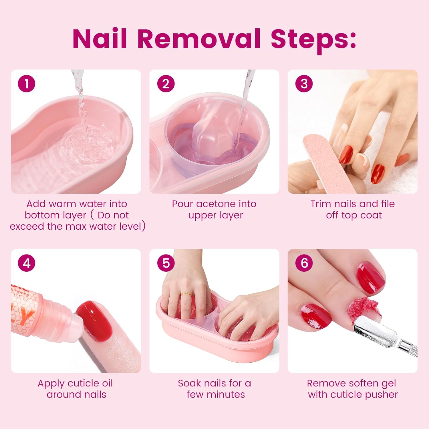 Quaferen 2-in-1 Dual Nail Soaking Bowl Acetone Proof Manicure Kit for Home Salon Use - Image 5