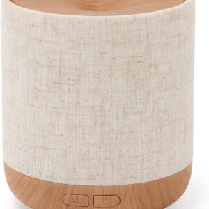 Essential Oil Diffuser 200ml with Fabric Cover and Night Lamp | Ultrasonic Aroma Diffuser | Humidifier w Lights | Room Decor | Small Humidifier for Bedroom | Gift (Light Brown)