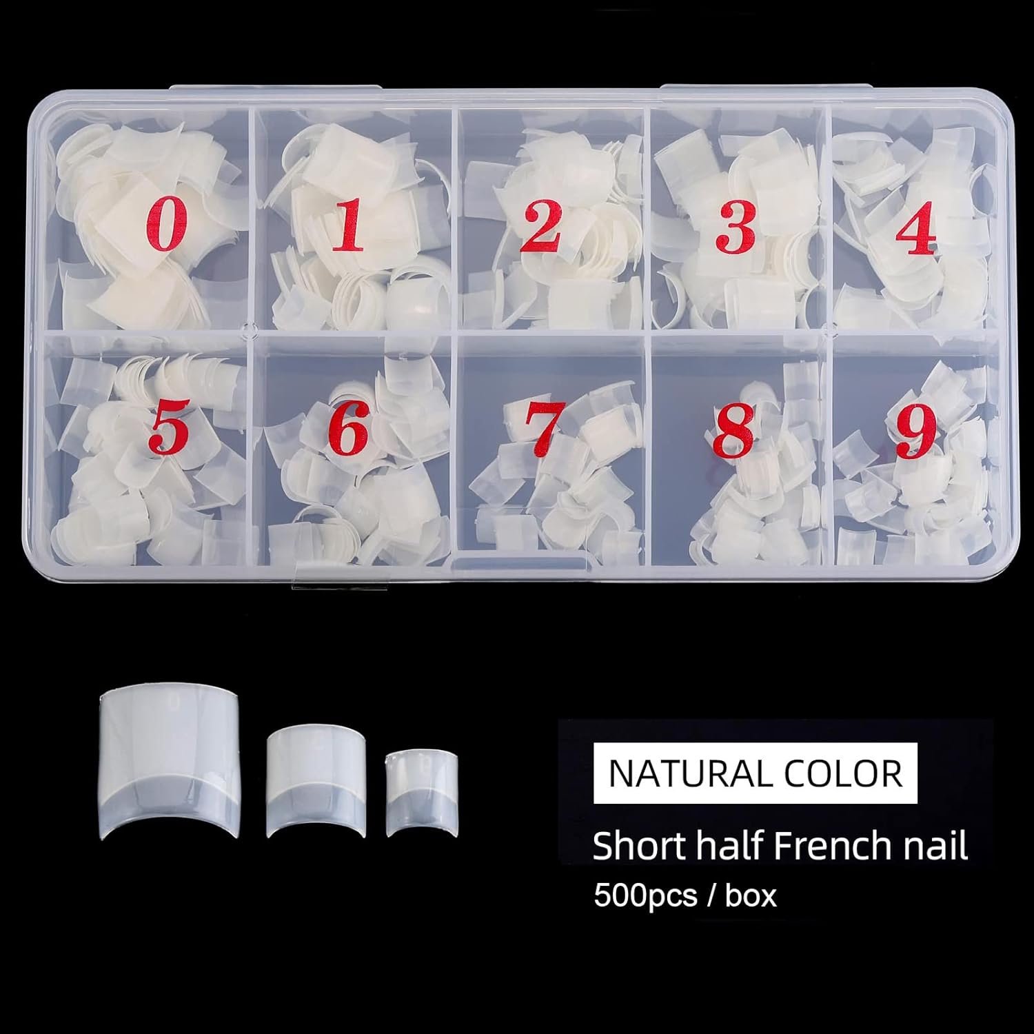 Square Nail Tips Half Cover 500Pcs Clear Acrylic Nails French Short False Nails with Box (Natural) - Image 6