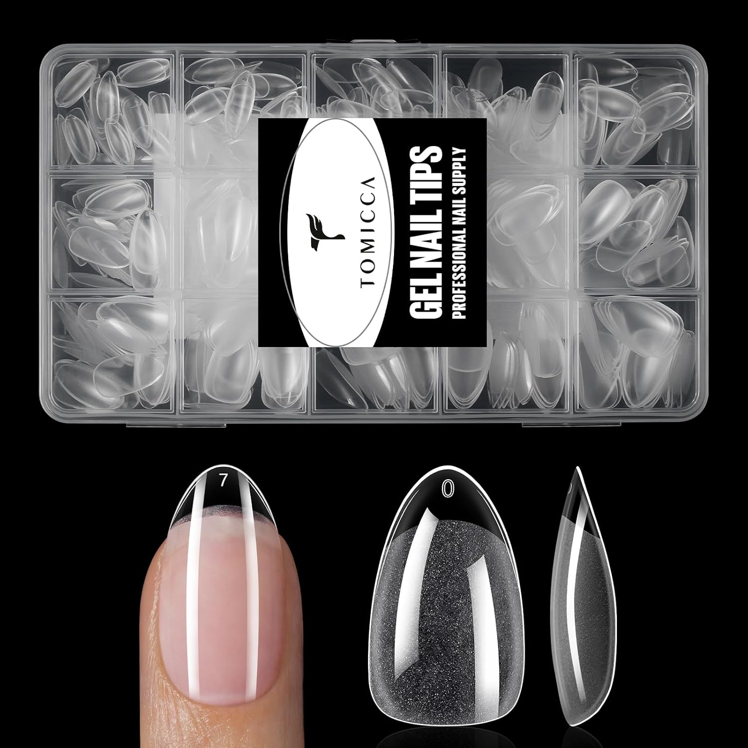 TOMICCA Clear Nail Tips Acrylic Nails 240Pcs Short Almond Acrylic Nail Kit Gel Nail Tips for Extension Short Fake Nails Manicure Home DIY 15 Sizes - Image 9