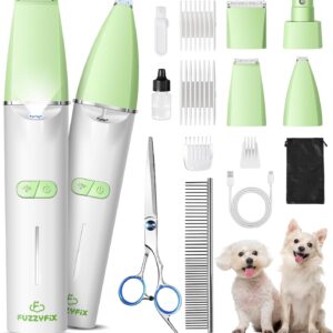 Dog Grooming Kit with LED Light, Low Noise Rechargeable 4 in 1 Pet Clippers for Matted Hair, Cordless Electric Cat Paw Trimmer Dog Nail Grinder, Grooming Supplies for Cat and Small Dogs