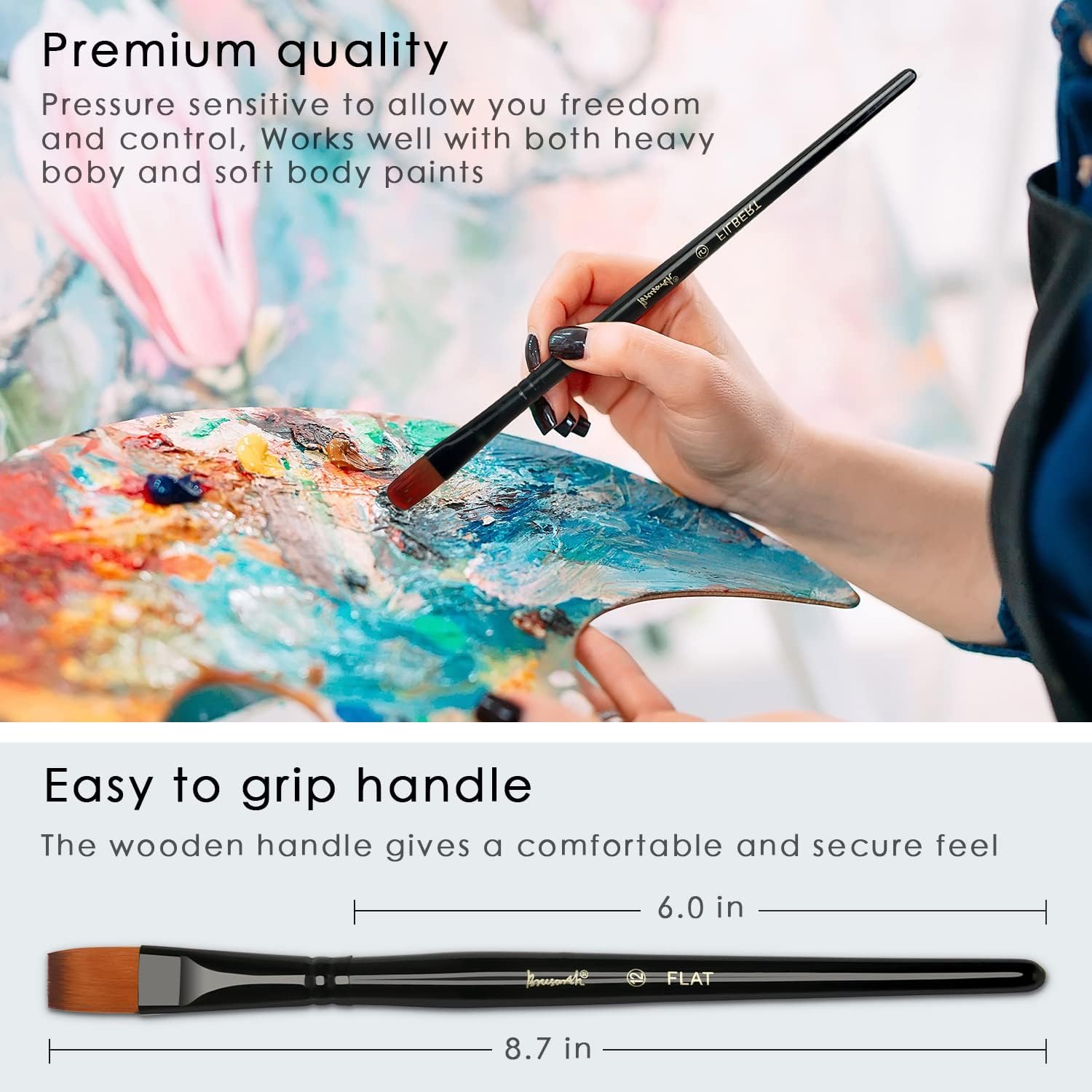 Paint Brushes Set, 14 PCS Artist Brush for Acrylic Oil Watercolor Gouache Artist Professional Painting Kits with Synthetic Nylon Tips - Image 5
