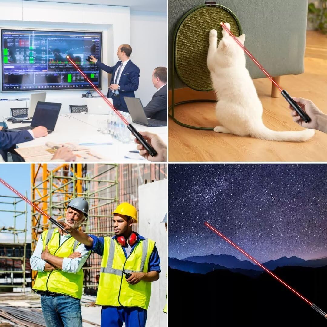 Laser Pointer High Power Rechargeable Lazer Pointer, Laser Pen with Long Range Adjustable Focus with Star Cap, Laser Pointer Pen Suitable for Outdoor, Astronomy, Cats Dogs (Red) - Image 8