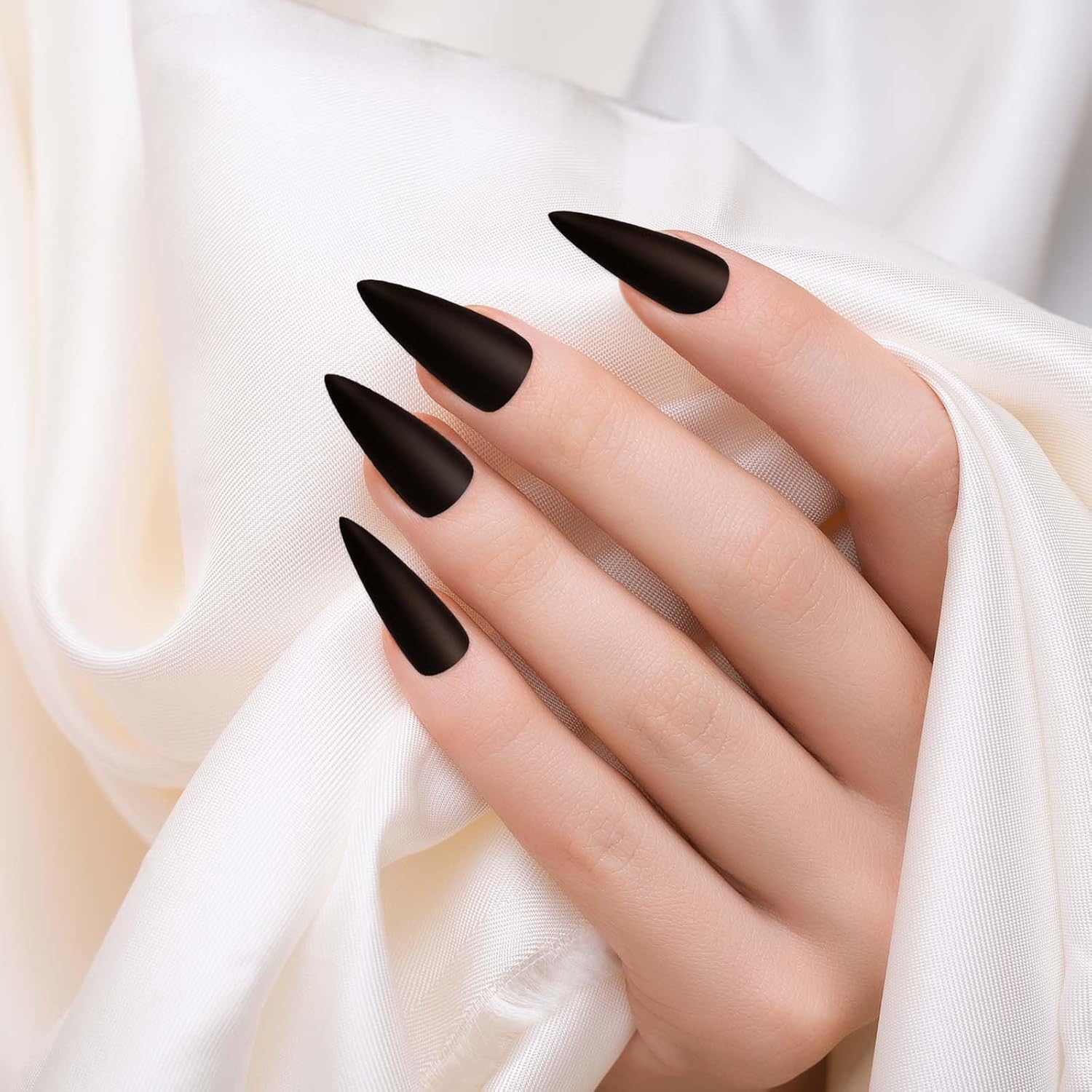 Stiletto Press on Nails, 100 PCS 10 Sizes Black Stiletto Nails Matte Black Press on Nail Artificial Solid Color Full Cover Acrylic Fake Nail Tips for Women and Girls DIY Manicure - Image 4