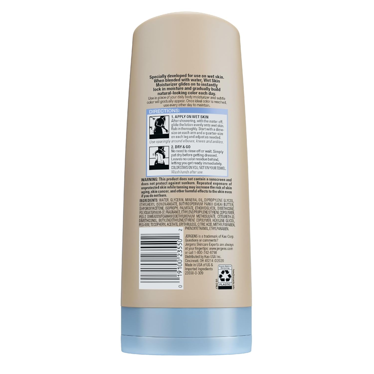 Jergens Natural Glow In Shower Lotion, Self Tanner for Fair to Medium Skin Tone, Sunless Tanning Wet Skin Lotion for Gradual, Flawless Color, 7.5 Ounce (Packaging May Vary) - Image 9