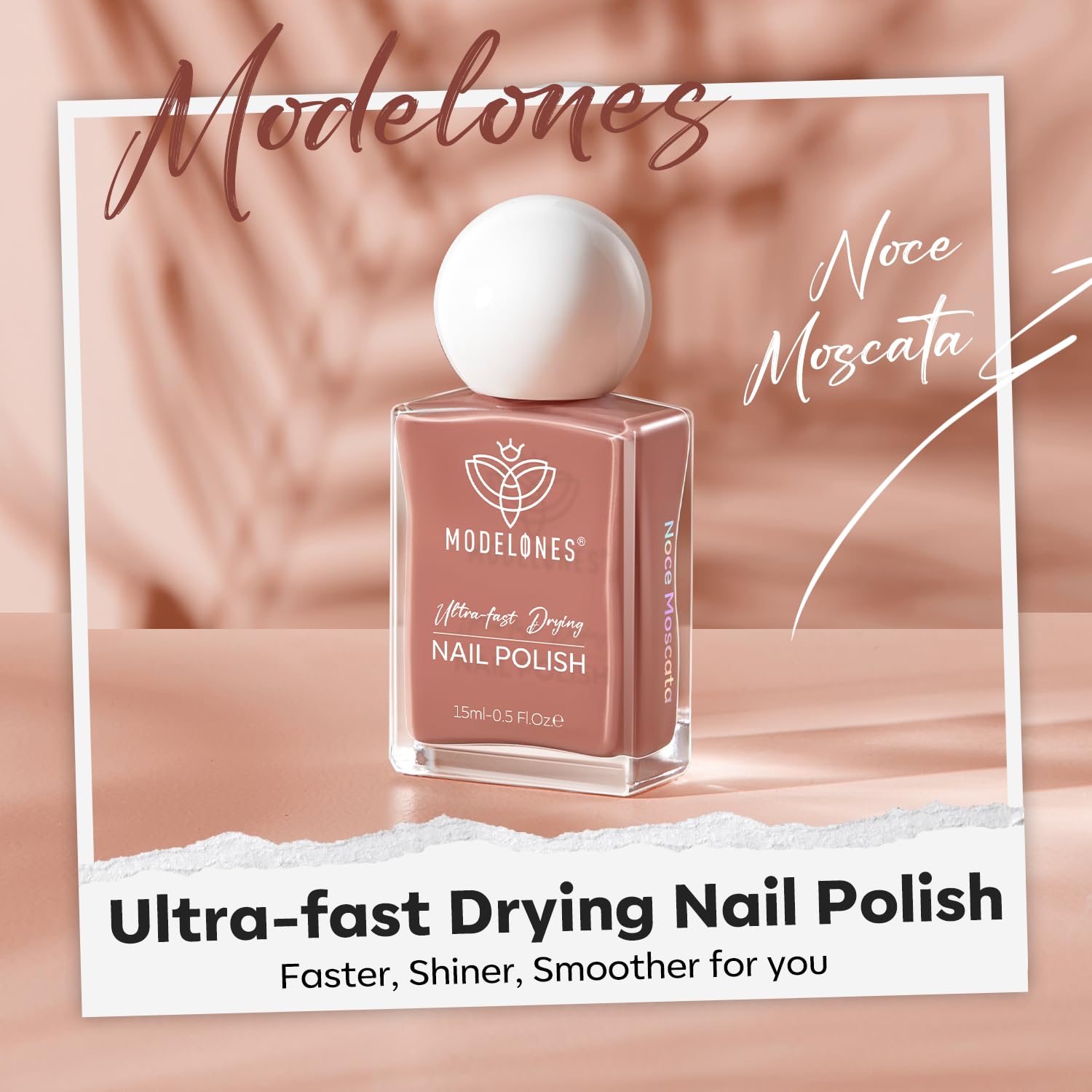 Modelones 15ml Chip Resistant Dark Nude Brown Nail Polish for Home and Travel Manicures - Image 3