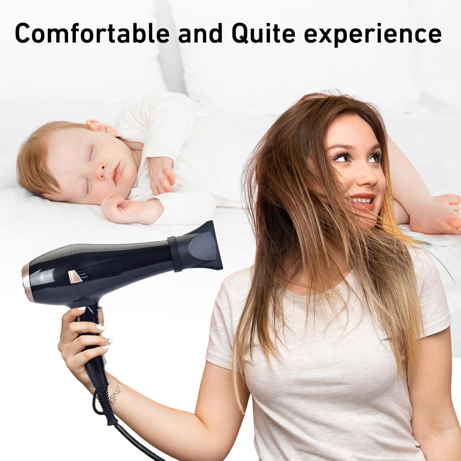 CONFU Hair Dryer, Professional Ionic Salon Blow Dryer with Diffuser for Women and Men, 5X Fast Drying, Powerful and Quiet Hair Blow Dryer for Fast & Easy Styling (1875 Watts) - Image 6