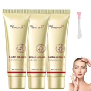 Golden Collagen Anti-Wrinkle Cream, 50g Gold Anti Aging Face Cream, Gold and Collagen Anti-Wrinkle Cream, Moisturizer Anti Aging Collagen Firming Face Cream (3Pcs)