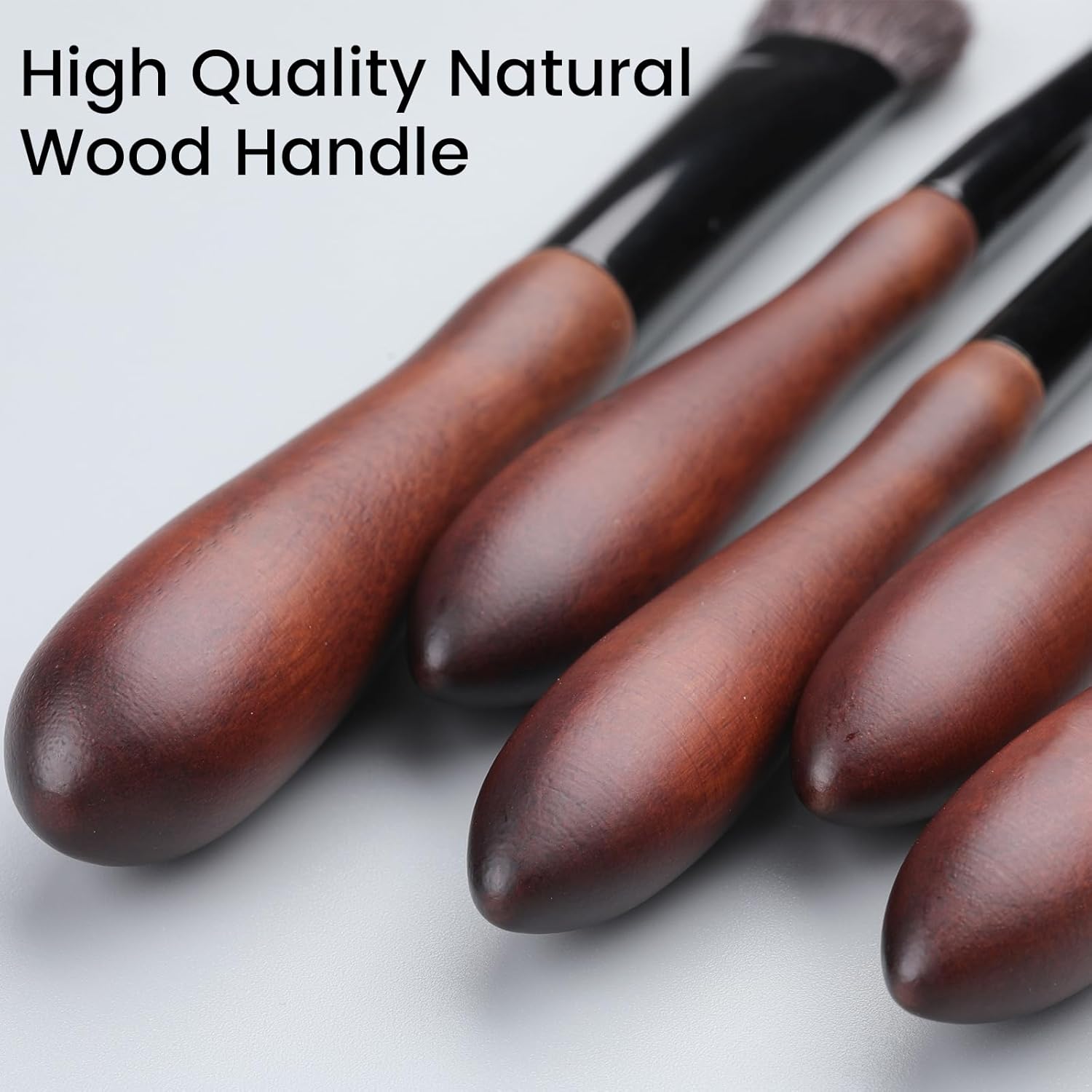 Natural Goat Hair Make up Brushes Set Professional, Makeup Artists' Premium Beauty Real Soft Makeup Brushes, Ultra Natural Bristle Cosmetic Brushes, Portable Small Travel Natural Makeup Brushes - Image 6
