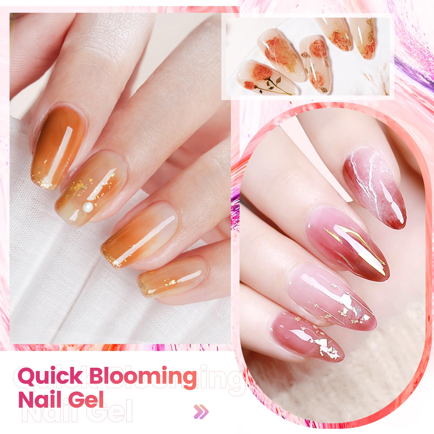 JODSONE 10ML Blooming Gel Nail Polish Clear Marble Nail Nail Art Accessories for Spreading Effects, Floral Print, Watercolor Design for Women - Image 2