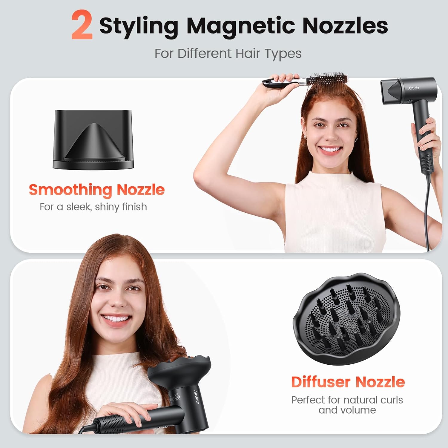 Hair Dryer, 160,000 RPM High-Speed Ionic Blow Dryer for Fast Drying, Professional Lightweight Hairdryer with Diffuser, Magnetic Nozzle, 4 Temps & 2 Speeds, Low Noise for Travel - Black - Image 9