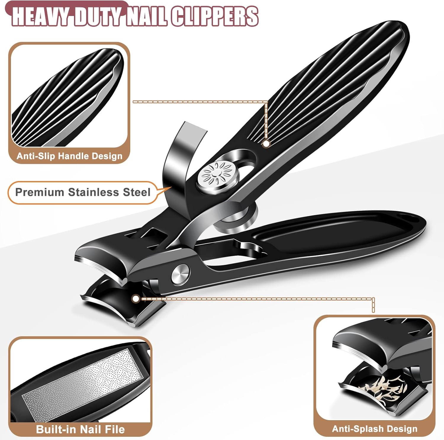 Nail Clippers for Men Thick Nails with Catcher, Large Toenail Clippers with Wide Jaw Opening for Seniors, Heavy Duty Fingernail Clipper with Long Handle Gifts for Men Women Adult - Image 4