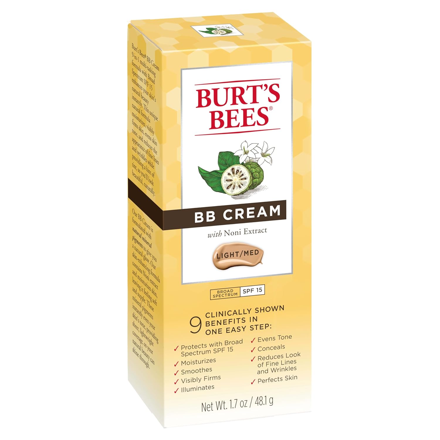 Burt's Bees BB Cream With SPF 15, Broad-Spectrum Sunscreen Tinted Lotion for All Skin Types, 98.9 Percent Natural Origin Skin Care, Light to Medium, 1.7 oz. Tube - Image 5