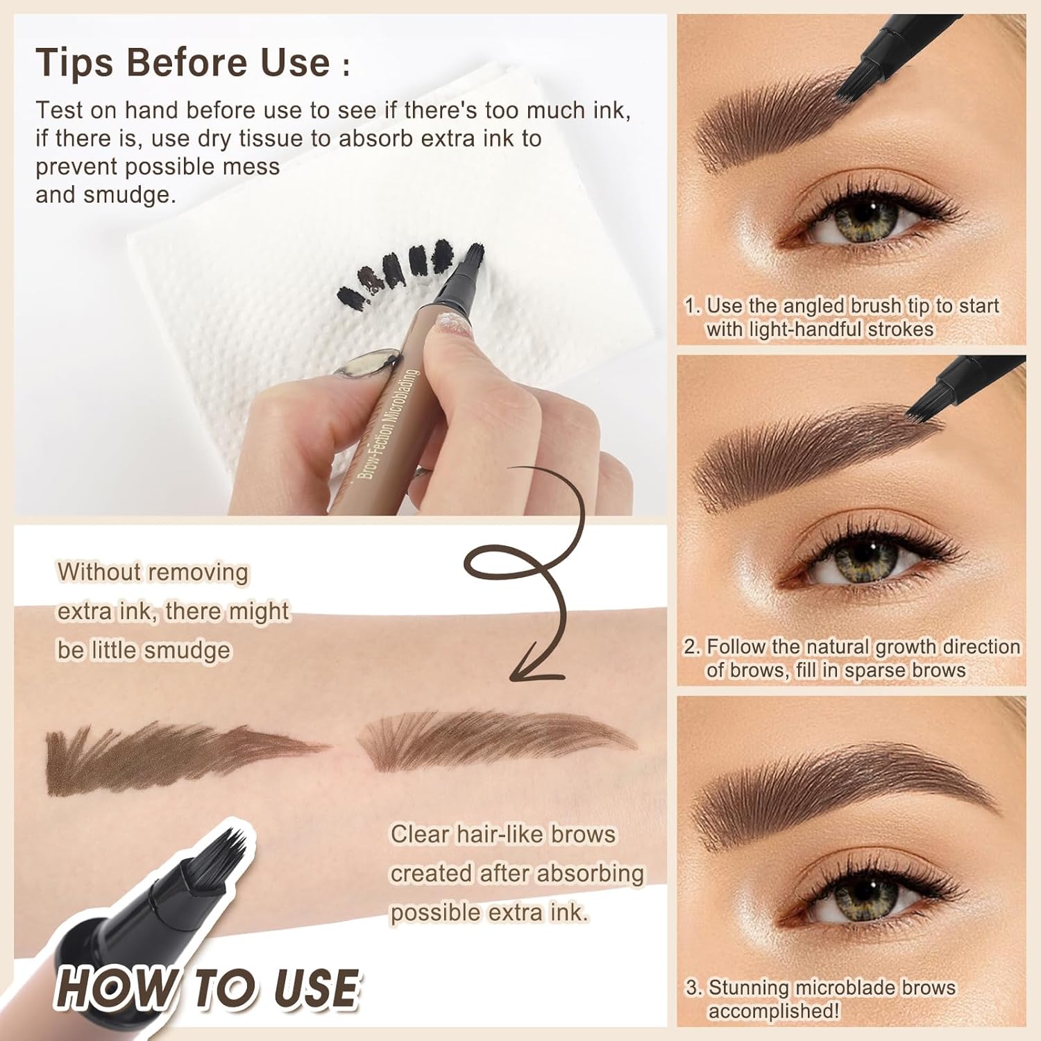 UCANBE Brow-Fection Angled Brush Eyebrow Pen, Liquid Microblading Eyebrow Pencils for Women, Wild Natural Brow Pen for Realistic Hair-Like Brows, Easy to Color, Waterproof, Lasts All Day, Brown - Image 4