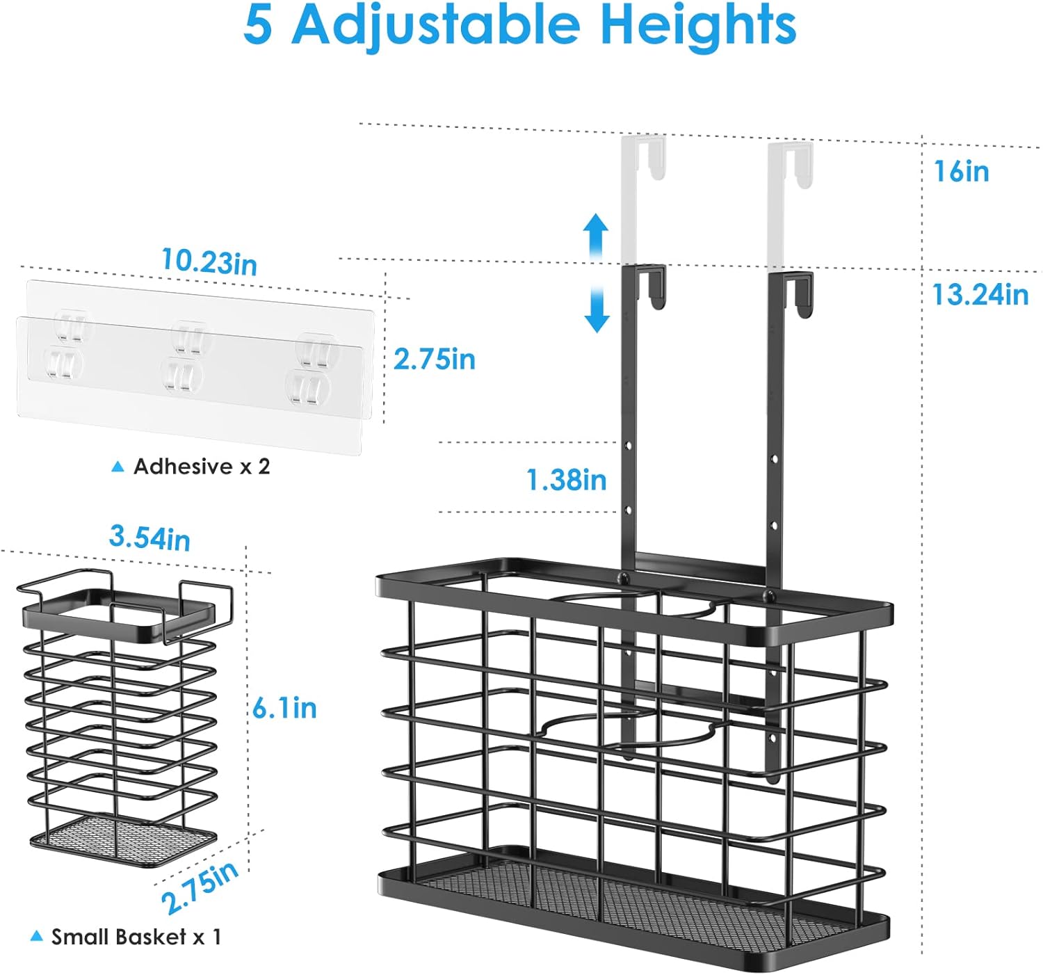 Hair Tool Organizer, Dryer Holder, 3 in 1 Blow Bathroom Organizer Wall Mounted/Cabinet Door for Flat Iron, Curling Straightener, Care & Styling Tools Storage Basket - Image 7