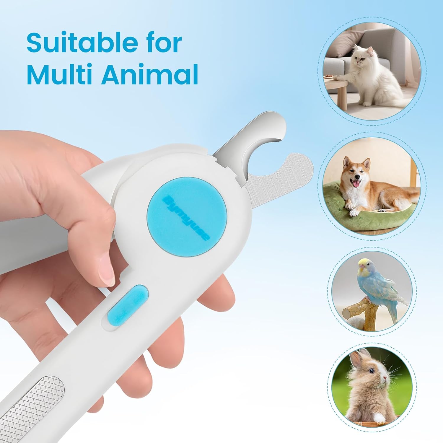 Cat Dog Pet Nail Clippers with Light, Llluminates Cat Dog Nails or Bloodline,Safety Pet Nail Clipper for Dogs, Cats, Rabbits Sharp No Nail Splitting - Image 7