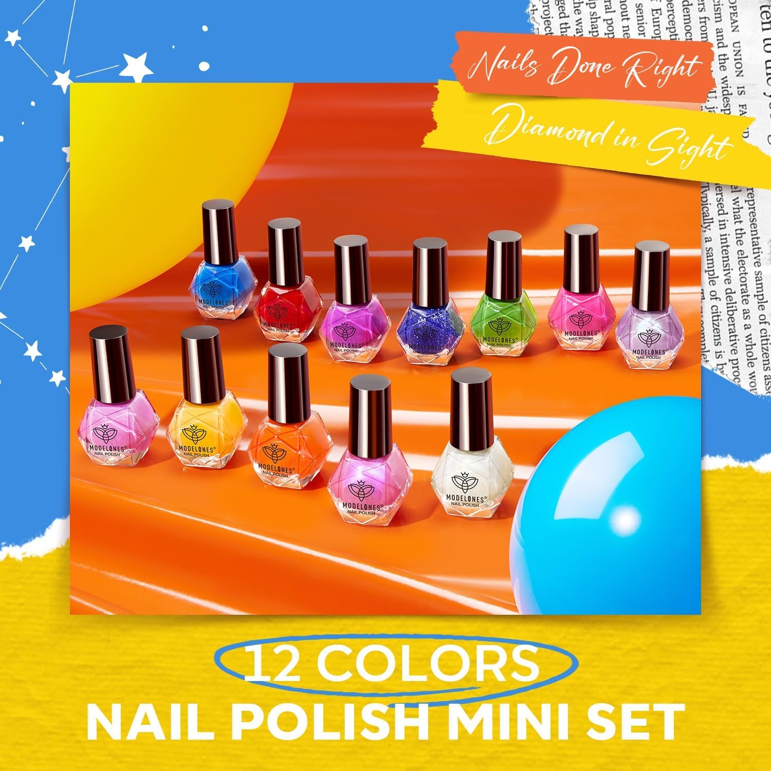 modelones Nail Polish Set, 12 Colors Neon Pink Red Blue Orange Spring Summer Quick Dry Mini Starter Kit, Long Lasting Art DIY Manicure Set at Home for Women Girls - Image 4