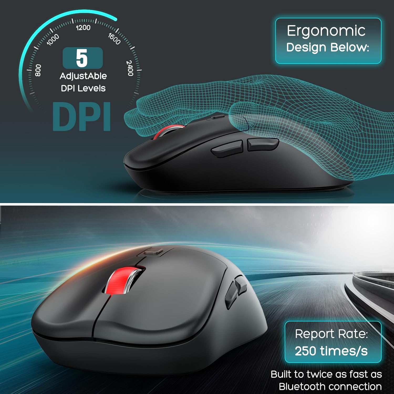 Ergonomic Wireless Keyboard and Mouse with Wrist Rest,Phone Holder - 2.4GHz Full-Sized Low-Profile Quiet Wireless Mouse and Keyboard Combo for Computer, Laptop, PC, Mac-Grey - Image 6