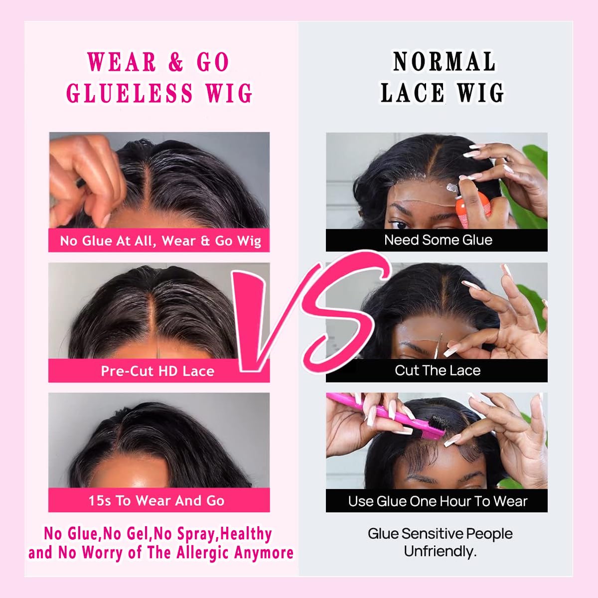 Wear and Go Glueless Wigs Human Hair Pre Plucked Deep Wave Bob Wig Human Hair Lace Front Wigs for Beginners Upgraded No Glue Pre Cut 4x4 Lace Closure Glueless Wigs for Black Women Human Hair 12 Inch - Image 3