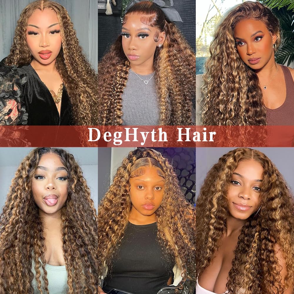 30inch Highlight Ombre Lace Front Wig Human Hair 13x6 HD Honey Blonde 4/27 Deep Wave Lace Front Wigs Human Hair 200 Density Glueless Wigs Human Hair Pre Plucked with Baby Hair - Image 8