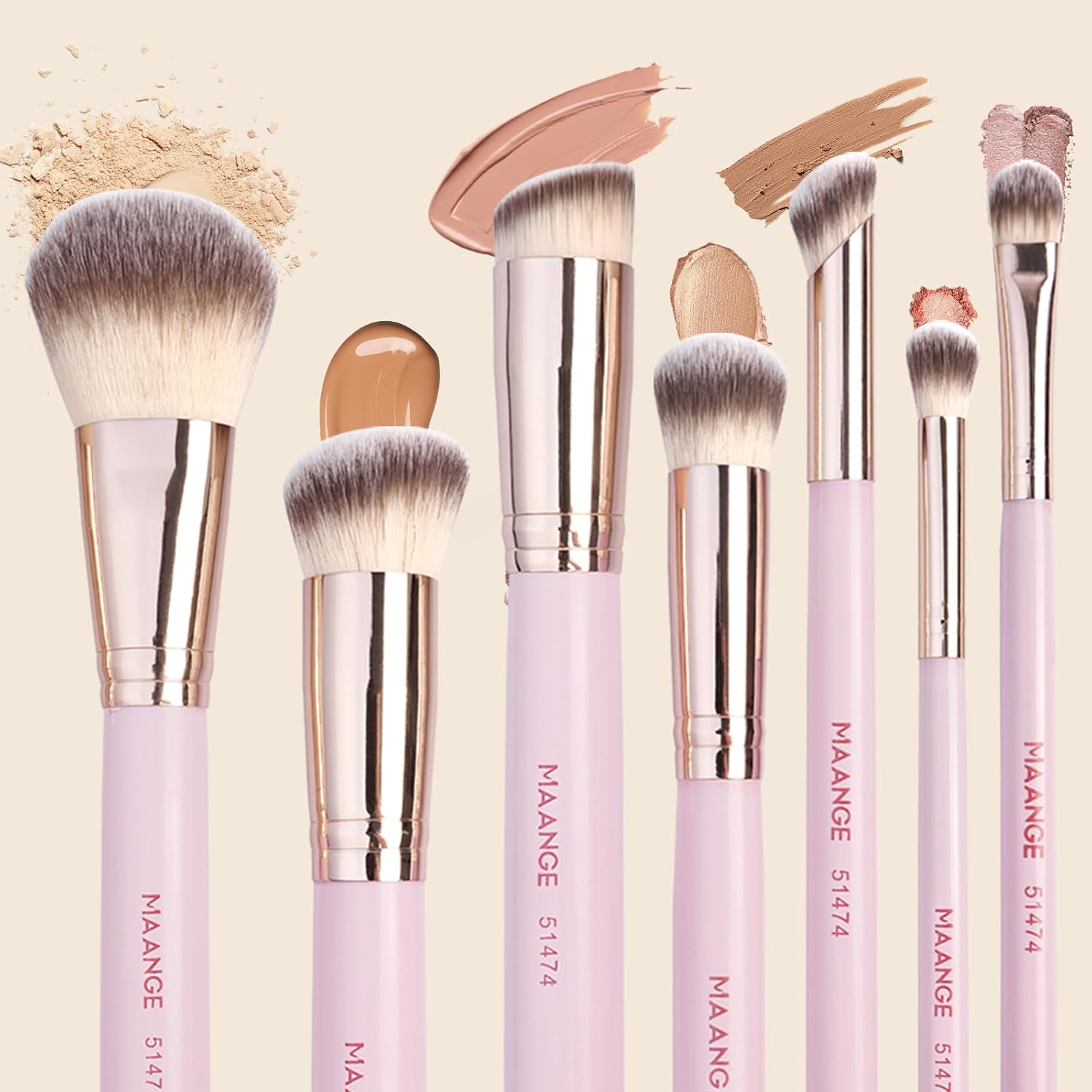 MAANGE 7 PCS Professional Makeup Brushes Premium Synthetic Makeup Brush Set For Foundation Eyeshadow Powder Concealers Brush Travel Make up Brushes Set (Pink) - Image 4