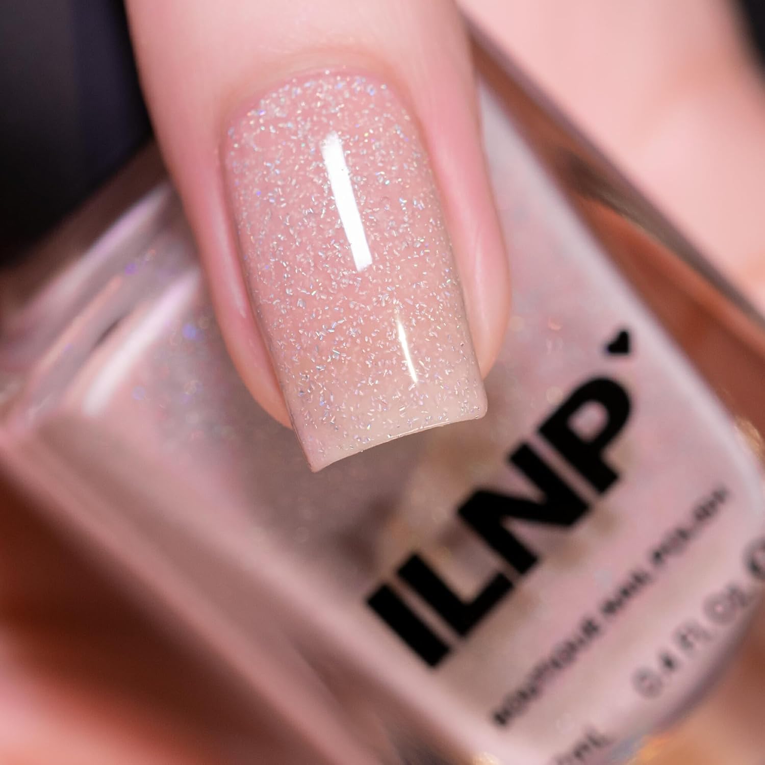 ILNP Birthday Suit - Cashmere Pink Holographic Nail Polish, Neutral Nude, Chip Resistant Manicure, Non-Toxic, Vegan, Cruelty Free, 12ml - Image 2