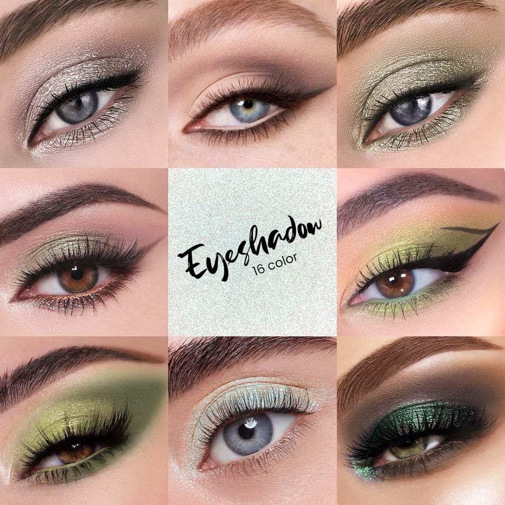 AMY'S DIARY 16 Color Nude light dark Brown Green Eye shadow Palette Makeup, Long Lasting, and Highly Pigmented. Waterproof camo Green eyeshadow palatte for woman - Image 2