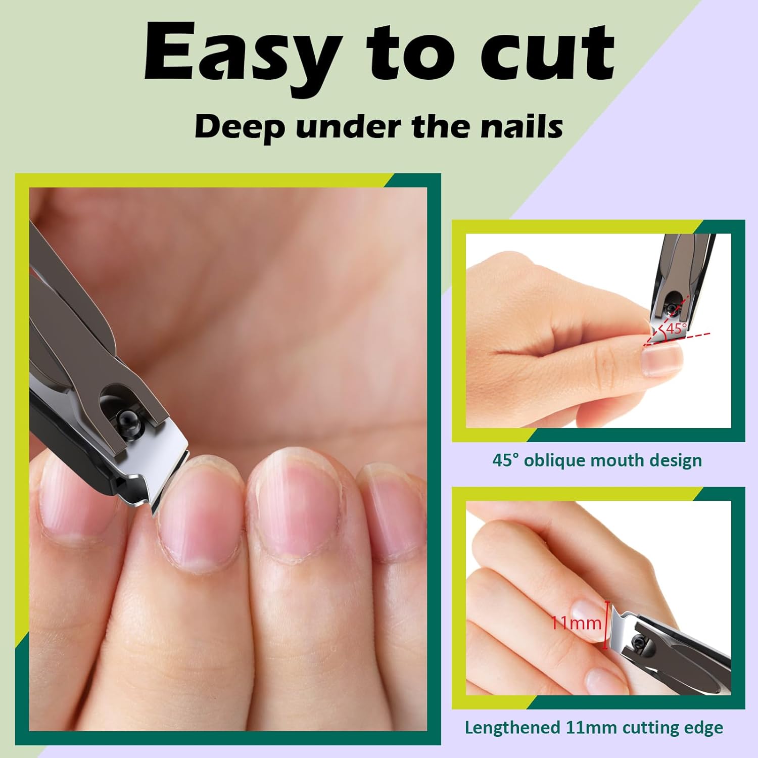 GLAMFIELDS Nail Clipper with Catcher, Large Fingernail Toenail Clipper,Slanted Edge Nail Clippers Leather Case Packed Good Gift for Men and Women 2PACK Large/Small - Image 5