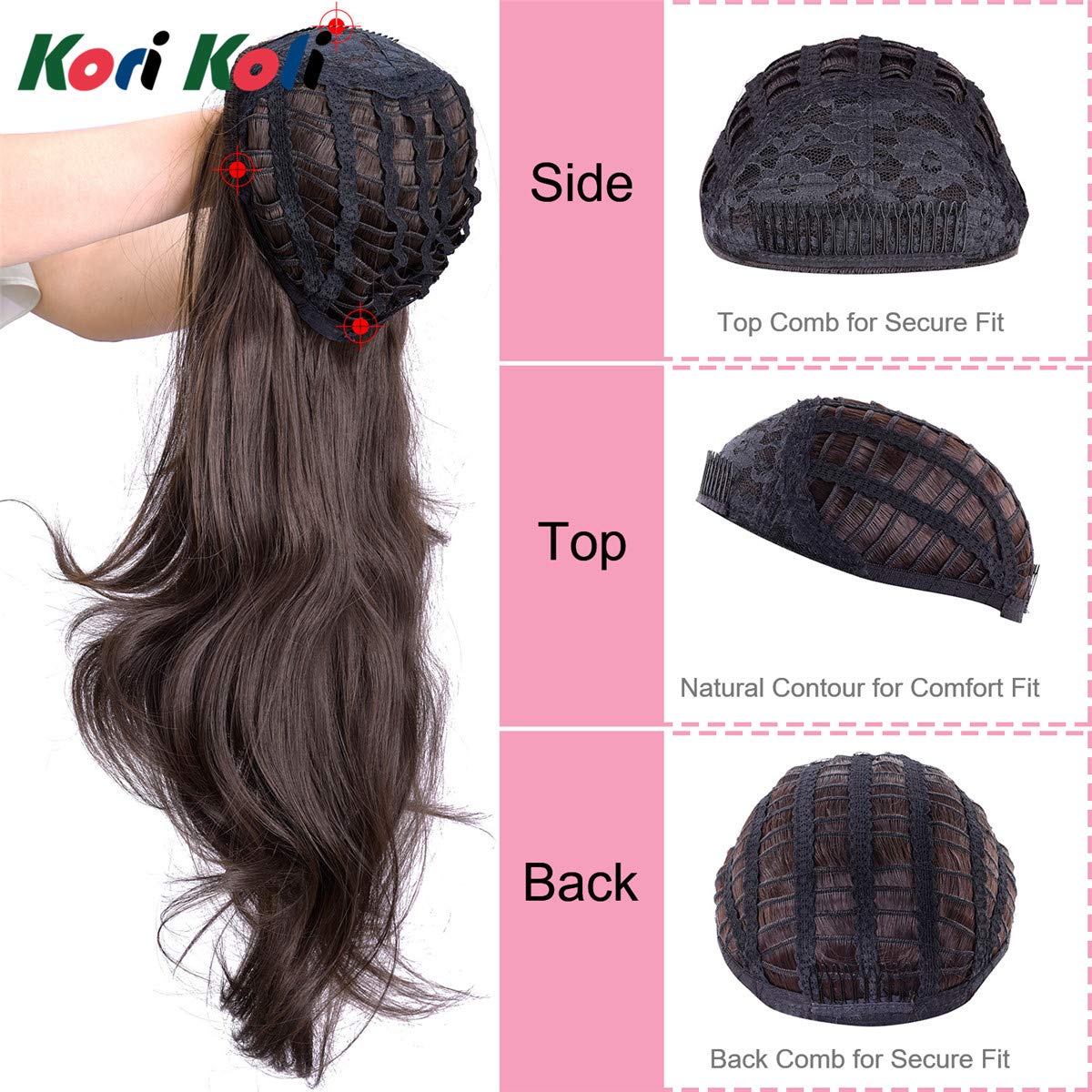 24“ Long Wavy Clip in Half Head Tied Wig Japanese Synthetic fibers Hair Extensions For Women 210g (9-7-2#) - Image 5