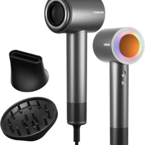 Hair Dryer, 160000 RPM Professional High-Speed Blow Dryer 2 Billion Negative Ionic Care Hair Dryer (Black Gray)