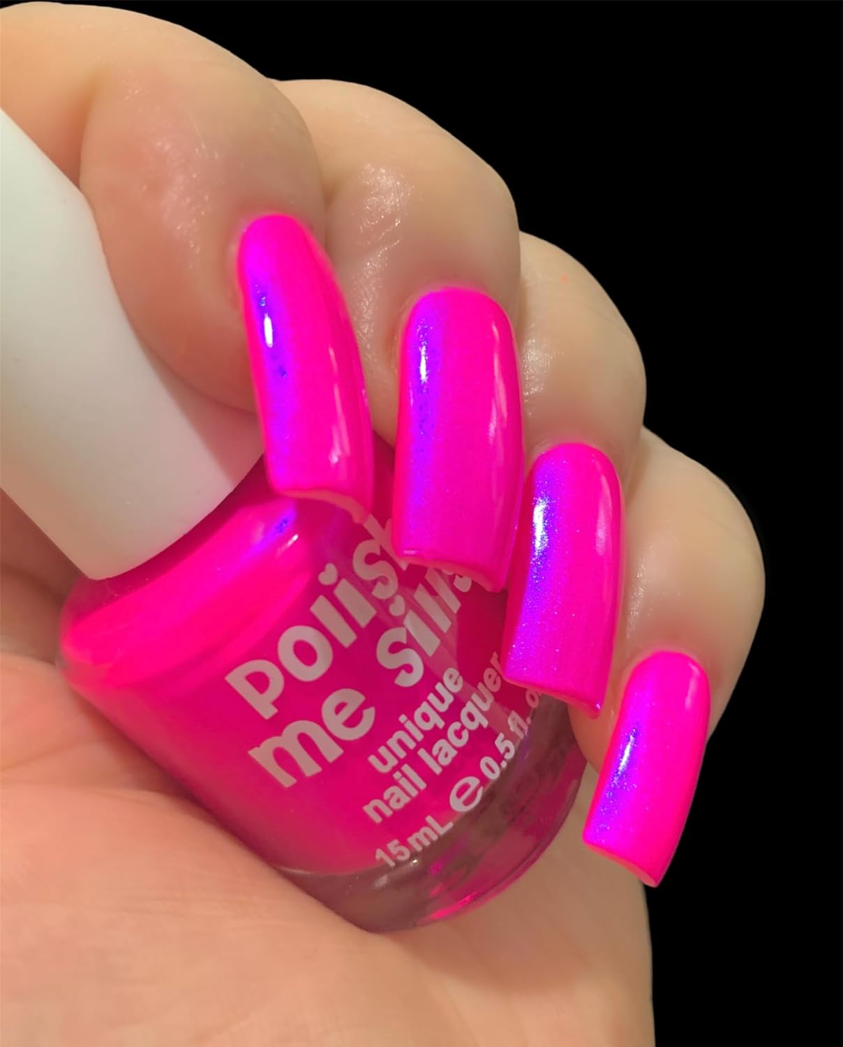 Barbee On The Glow - Neon Pink Blue NEON Glow Pop Collection MultiColor Shifting: Mylar Oil Slick Indie Nail Polish - Image 4