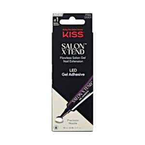KISS Salon X-tend, Press-On Nails, Nail glue included, 'Gel Adhesive', Clear, Size, Shape, Includes 10Ml Led Gel Adhesive
