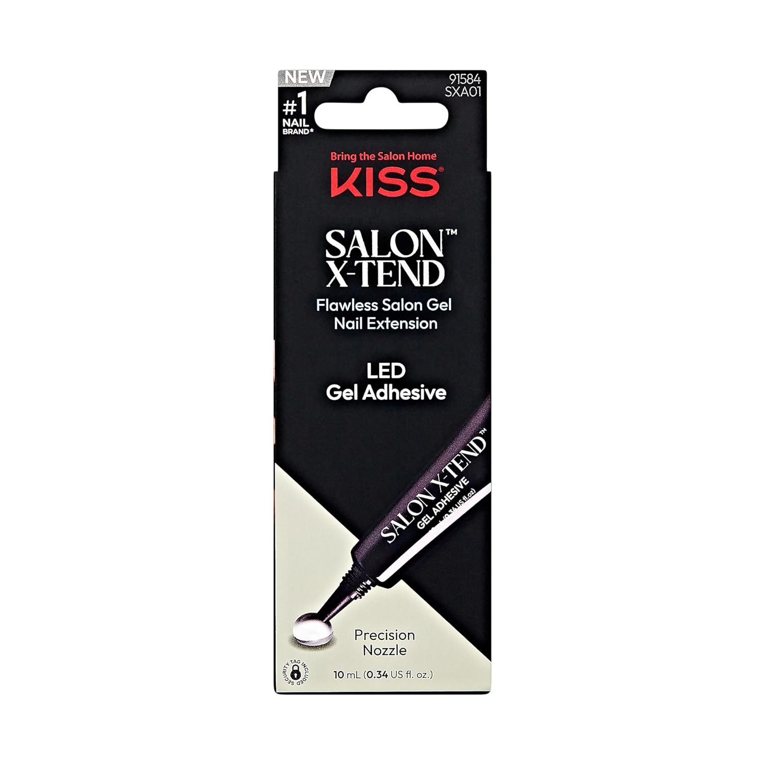 KISS Salon X-tend, Press-On Nails, Nail glue included, 'Gel Adhesive', Clear, Size, Shape, Includes 10Ml Led Gel Adhesive