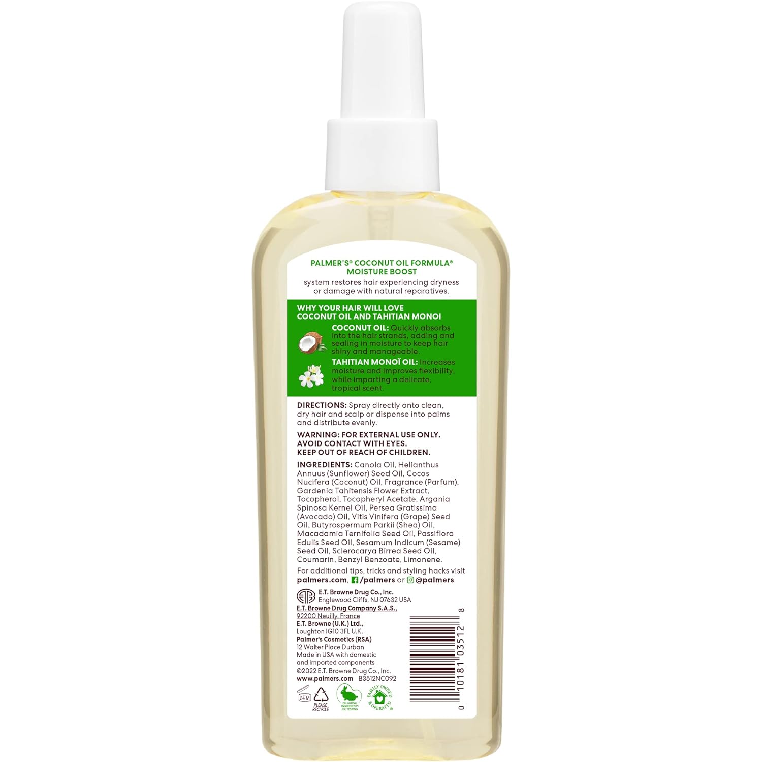 Palmer's Coconut Oil Moisture Boost Restorative Hair Scalp Oil Spray 5.1 Oz Hydration Shine - Image 2