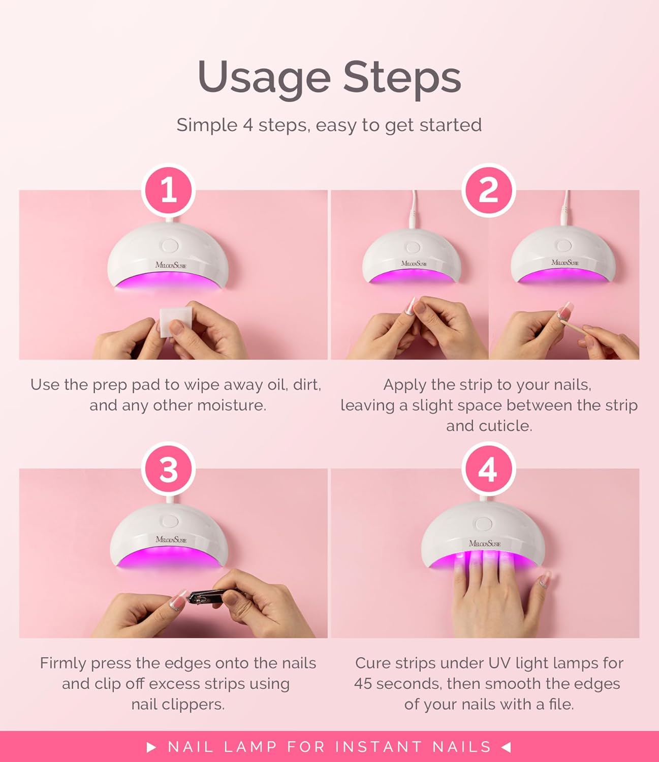 Melodysusie Starter-Friendly Mini LED UV Nail Lamp with 2 Timers, Pocket-Sized for Handheld & Desktop Use, P-art04 UV Light for Gel Nail Especially Instant Nails, Base/top Coat & Half-Cured Gel White - Image 7