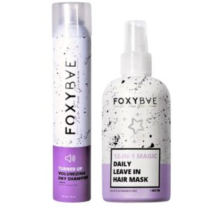 FoxyBae Turned Up Dry Shampoo - 7 Fl Oz + 12-in-1 Magic Dry Hair Mask - Hydrating Leave in Conditioner Spray - 8 Oz