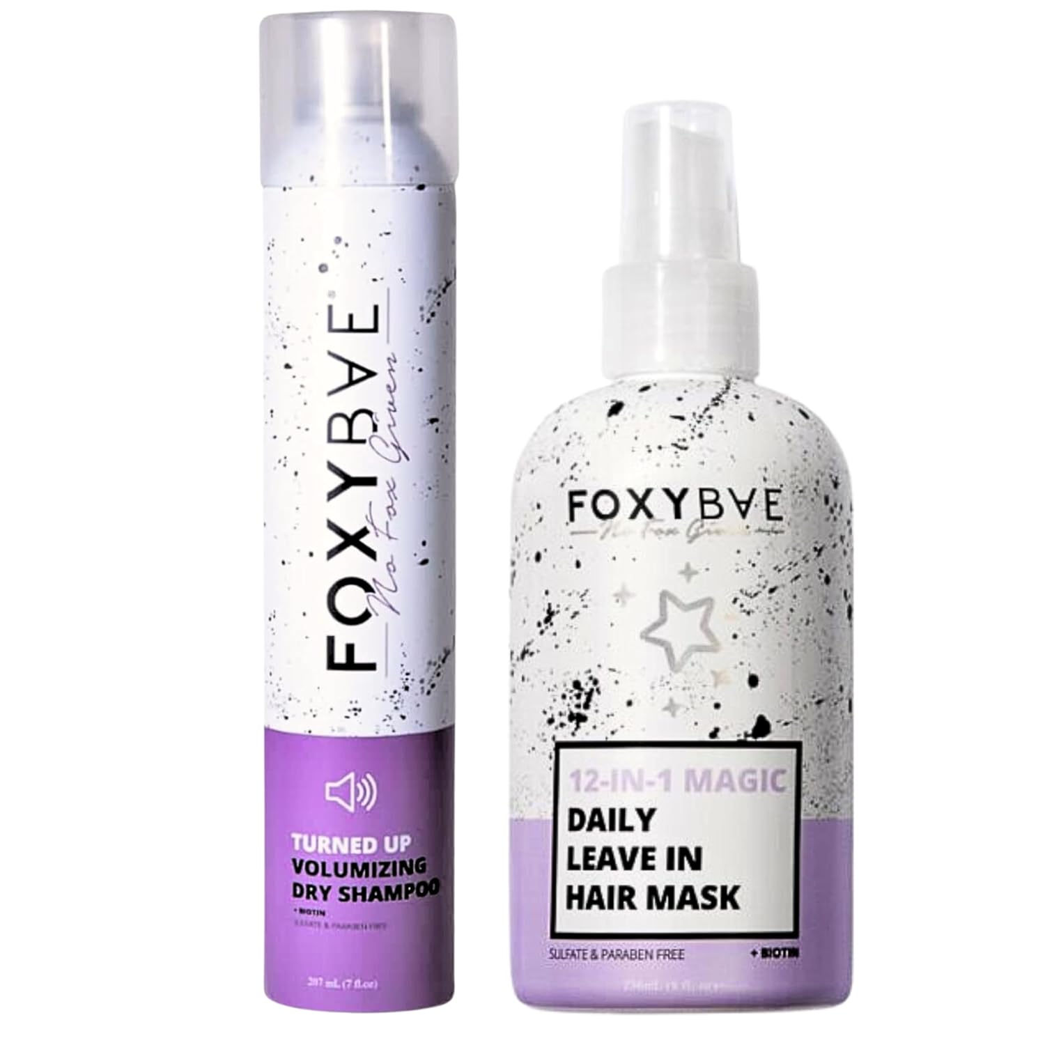 FoxyBae Turned Up Dry Shampoo - 7 Fl Oz + 12-in-1 Magic Dry Hair Mask - Hydrating Leave in Conditioner Spray - 8 Oz
