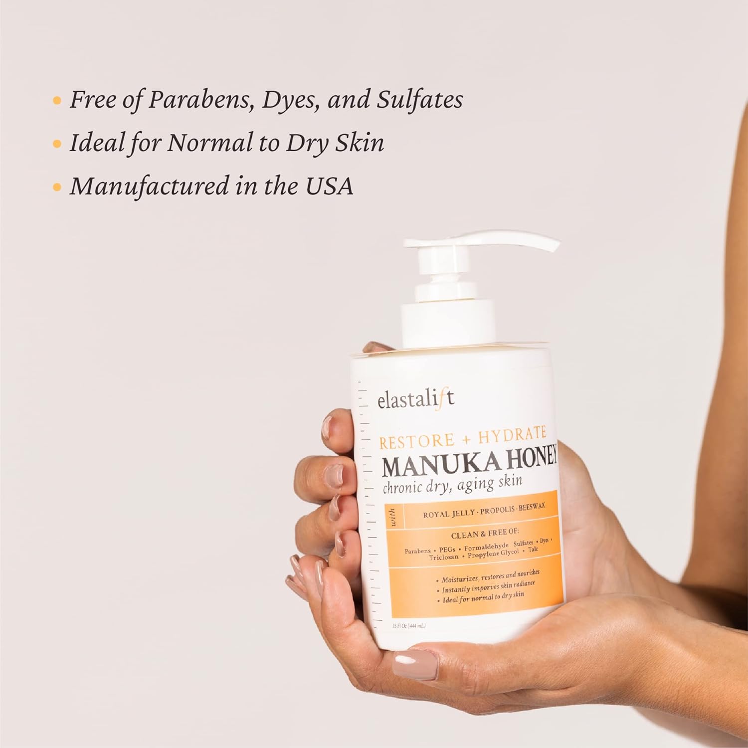 Elastalift Manuka Honey Cream Face Moisturizer & Body Butter Lotion For Dry Skin | Firming & Hydrating Miracle Balm Skin Care Moisturizing Lotion For Women, Wrinkles, & Sun Damaged Skin, 15 Fl Oz - Image 6