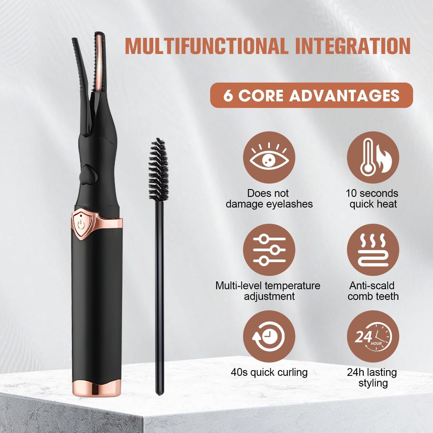 Heated Eyelash Curler, 2 in 1 Clip-Type Design, USB Rechargeable Electric Eyelash Curler, 3 Heat Modes, Natural Curling 24 Hours Long Lasting, Beauty Tools for Women (Black) - Image 3