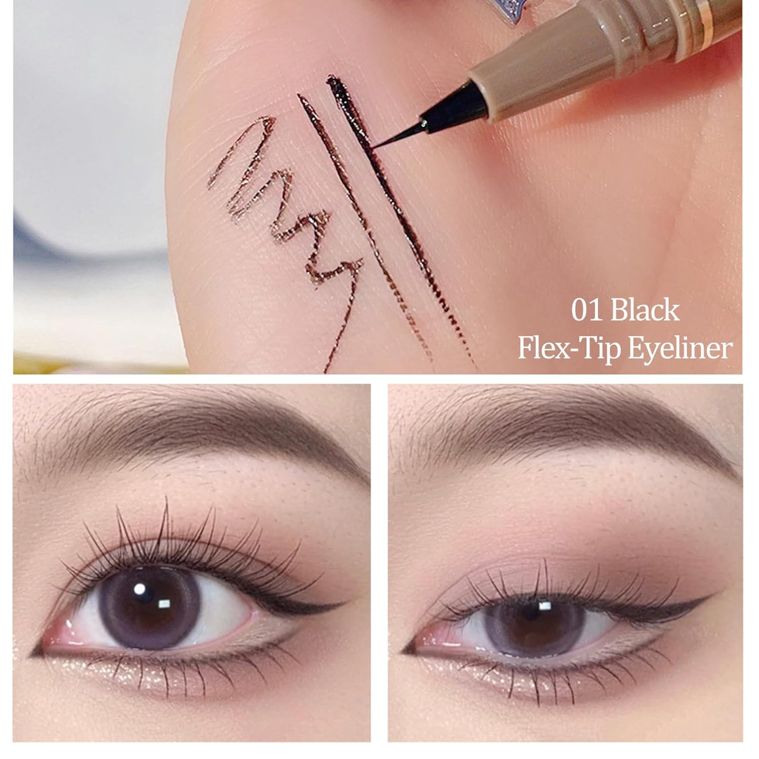 Black Liquid Eyeliner, Liquid Eye Liner Waterproof And Smudge Proof Eyeliner Makeup, High-Pigmented Liquid Eyeliner Pen For Women Long-Lasting Wear, Felt Tip, Smooth, Quick Drying, Lightweight - Image 2