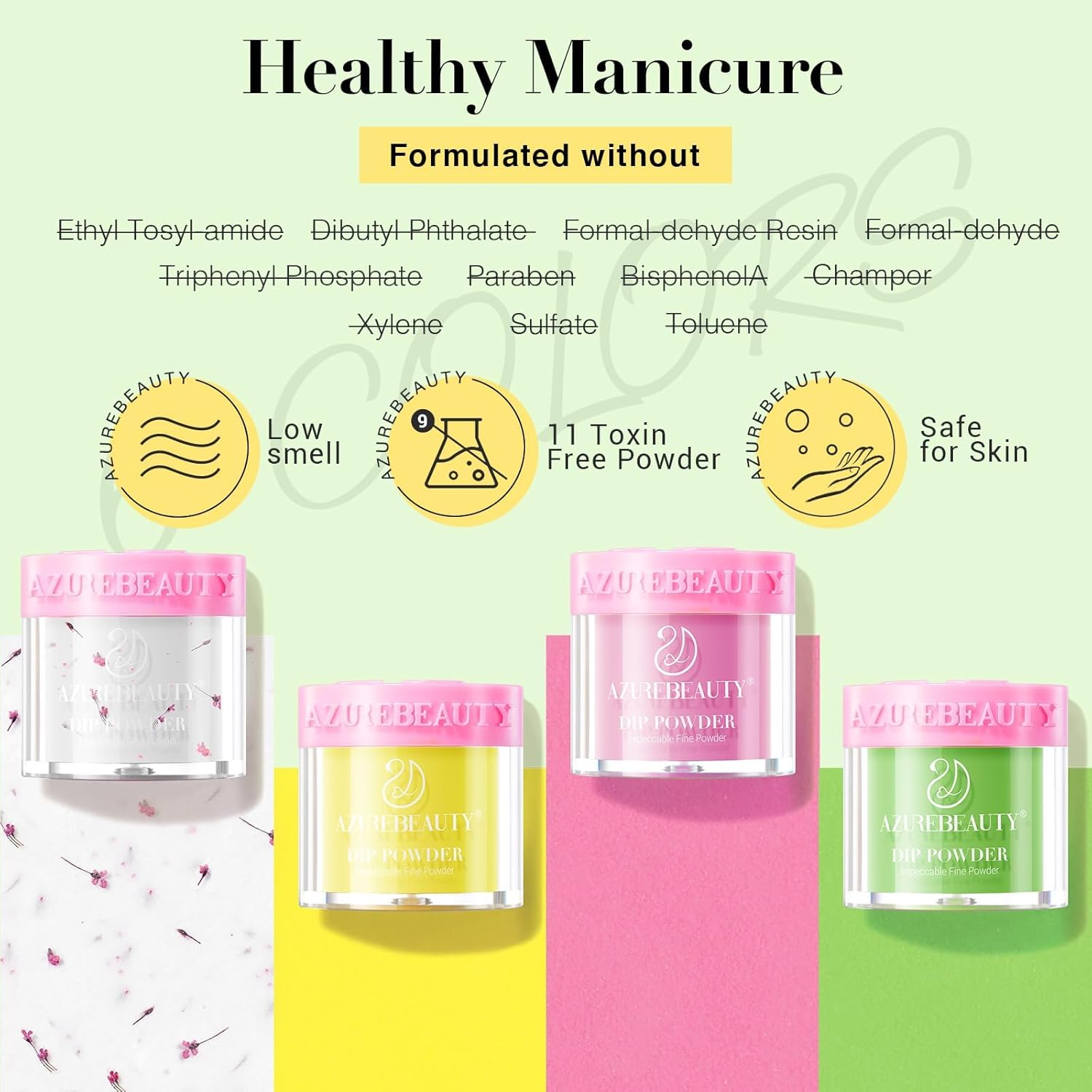 AZUREBEAUTY Dip Powder Nail Kit Floral Lime Green with Base Top Coat Activator Dried Flowers for French Nails Art Manicure DIY Salon - Image 7