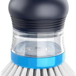MR.SIGA Soap Dispensing Palm Brush, Kitchen Brush for Dish Pot Pan Sink Cleaning, Pack of 1, Navy/Blue